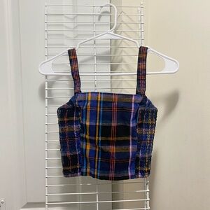 Hollister Multicolor Plaid Cropped-top